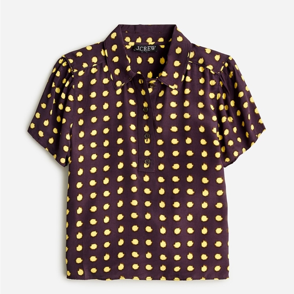 JCREW popover top in dot crepe de chine